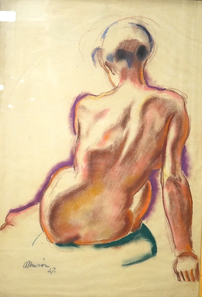 Adrian Paul Allinson ROI (1890-1959), pastel, Study of a nude woman, signed and dated '27, 58 x 39cm. Condition - fair